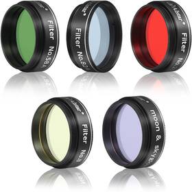A Alstar 82a58a821moon 5pcs 1.25 Inch Telescope Filters Kit With Orange Green Yellow Blue And