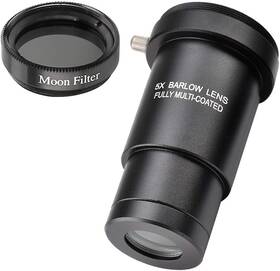 Starboosa 313046018053 1.25-inch 5x Barlow Lens And Moon Filter Kit-for Telescope Eyepieces