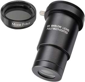 Starboosa 711181041743 1.25-inch 5x Barlow Lens And Moon Filter Kit-for Telescope Eyepieces
