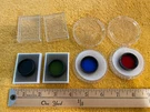 Orion Parks Telescope Eyepiece Filters Moon, Blue #80A, 11 Geeen & 29 Red. Fixed Price $46.00.