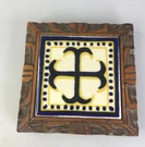 Orion Ceramic Tile Monterey Mexico Carved 6 Wood Trivet Kitchen Footed Vtg. Fixed Price $7.74.